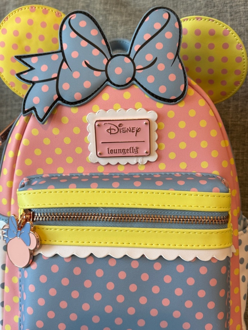 Disney x Loungefly Pink & Blue Polka Dot Minnie Backpack